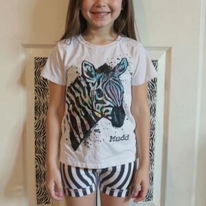Mudd Kids White Zebra Graphic Tee Size Small 7/8